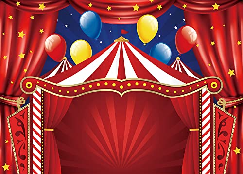 Carnival Theme Red Circus Tent Backdrop Big Top Circus Carnival Themed Birthday Party Photo Background Newborn Baby Shower Photography Photo Booths Banner Decorations Supplies 7x5ft