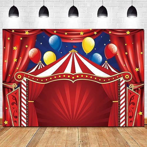 Carnival Theme Red Circus Tent Backdrop Big Top Circus Carnival Themed Birthday Party Photo Background Newborn Baby Shower Photography Photo Booths Banner Decorations Supplies 7x5ft