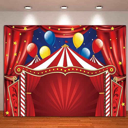 Carnival Theme Red Circus Tent Backdrop Big Top Circus Carnival Themed Birthday Party Photo Background Newborn Baby Shower Photography Photo Booths Banner Decorations Supplies 7x5ft