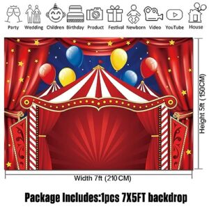 Carnival Theme Red Circus Tent Backdrop Big Top Circus Carnival Themed Birthday Party Photo Background Newborn Baby Shower Photography Photo Booths Banner Decorations Supplies 7x5ft