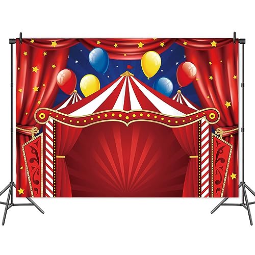 Carnival Theme Red Circus Tent Backdrop Big Top Circus Carnival Themed Birthday Party Photo Background Newborn Baby Shower Photography Photo Booths Banner Decorations Supplies 7x5ft