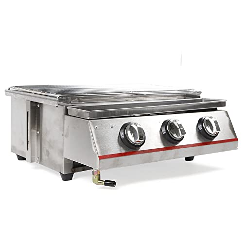 Portable Gas Grills Propane, Gas Grills Propane 3 Burner, Outdoor Gas BBQ Grill with Oil Catch Tray, Tabletop Gas Grill for Outdoor Kitchen BBQ