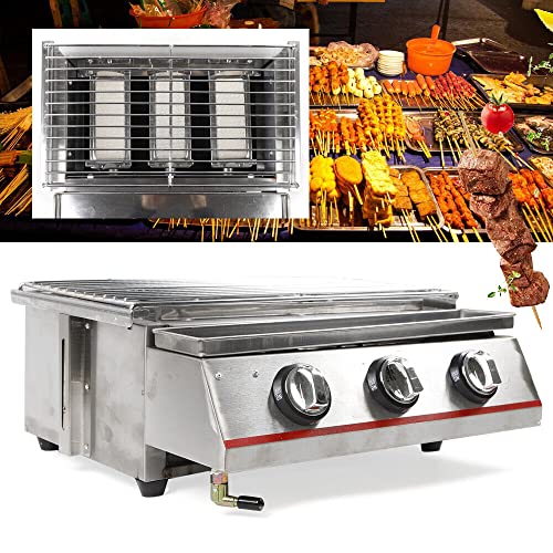 Portable Gas Grills Propane, Gas Grills Propane 3 Burner, Outdoor Gas BBQ Grill with Oil Catch Tray, Tabletop Gas Grill for Outdoor Kitchen BBQ