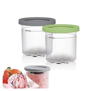 evanem 2/4/6pcs creami deluxe pints, for ninja creami ice cream maker,16 oz ice cream pints cup bpa-free,dishwasher safe compatible with nc299amz,nc300s series ice cream makers,gray+green-6pcs