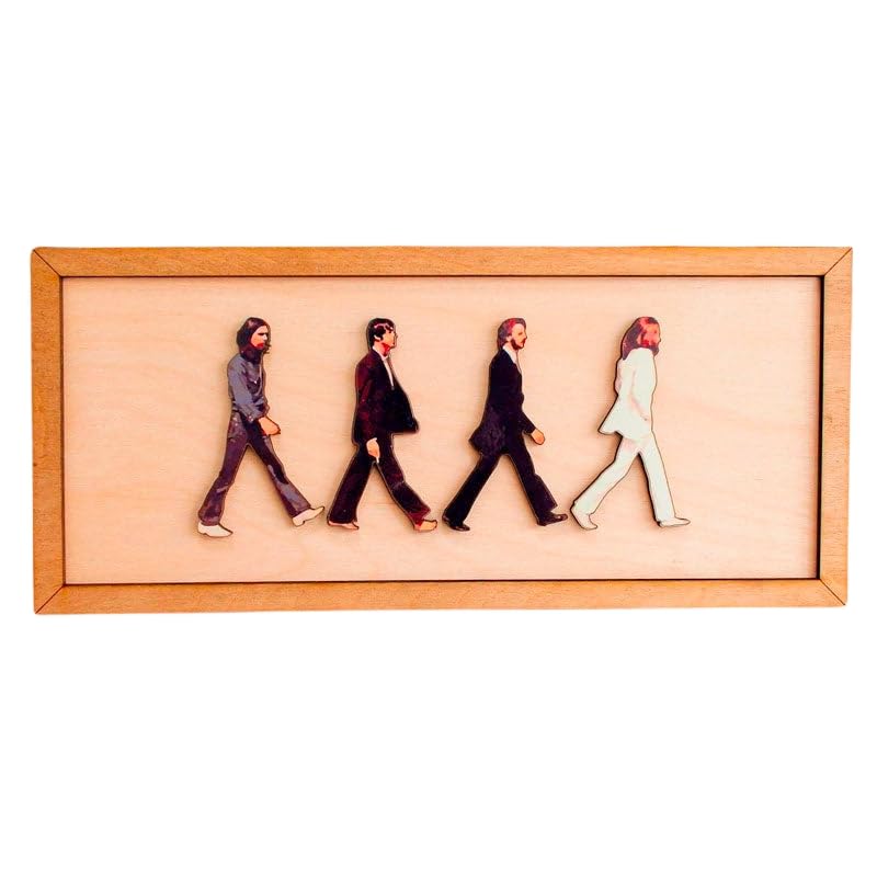 The Beatles Framed Abbey Road Portrait,Fine Beatles Wall Mural,Wood Framed Wall Art for Home Office Decor