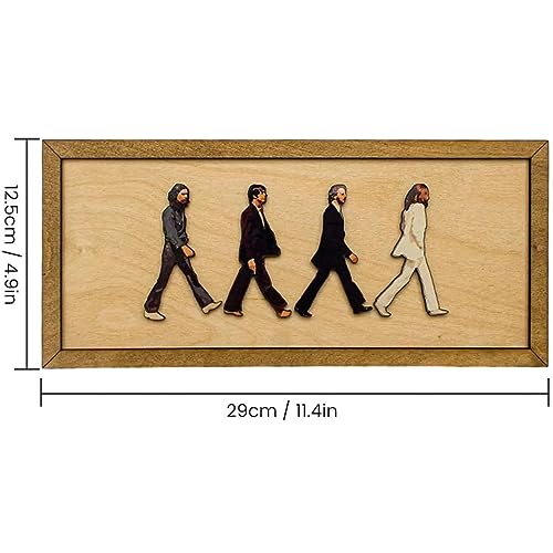 The Beatles Framed Abbey Road Portrait,Fine Beatles Wall Mural,Wood Framed Wall Art for Home Office Decor