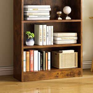 ALISENED 5 Shelf Bookcase, 47" Wood Tall Bookshelf and Bookshelves, Floor Standing Book Shelf Display Storage Shelves for Bedroom Library Living Room Home Office, Rustic