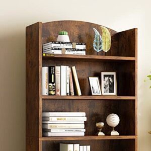 ALISENED 5 Shelf Bookcase, 47" Wood Tall Bookshelf and Bookshelves, Floor Standing Book Shelf Display Storage Shelves for Bedroom Library Living Room Home Office, Rustic