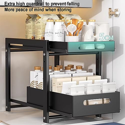 Under Sink Organizers And Storage, Pull Out Under Sink Storage 2 Tier Sliding Cabinet Basket Organizer Drawer Multi-Purpose Cabinet Organizer (Color : White, Size : 29x40x40cm)