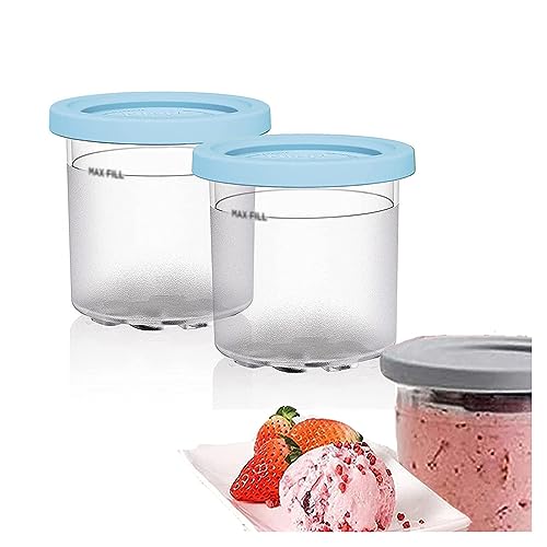 2/4/6PCS Creami Containers, for Ninja Creami Ice Cream Maker,16 OZ Creami Pints Bpa-Free,Dishwasher Safe for NC301 NC300 NC299AM Series Ice Cream Maker,Blue-2PCS