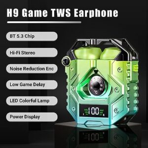 StitchGreen H09 Bluetooth 5.3 Wireless Earbuds with Long Battery Life, Environmental Noise Canceling, IPX7 Waterproof, HiFi Stereo Sound, Low Latency for Games, for iPhone and Android (Green)