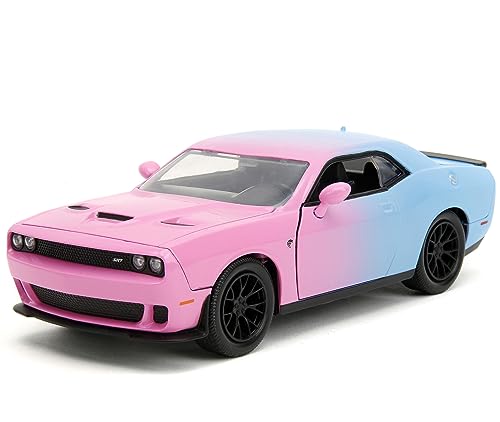 2015 Challenger SRT Hellcat Pink and Blue Pink Slips Series 1/24 Diecast Model Car by Jada 34658