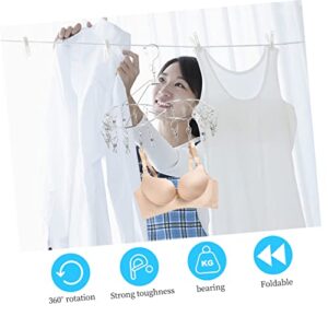 STOBAZA 1pc Drying Rack Metal Hangers Mounted Drying Rack Stainless Steel Hangers Sock Hangers with Clips Balcony Laundry Clip Clothes Drying Hanger Balcony Drying Rack Socks Clips Silver