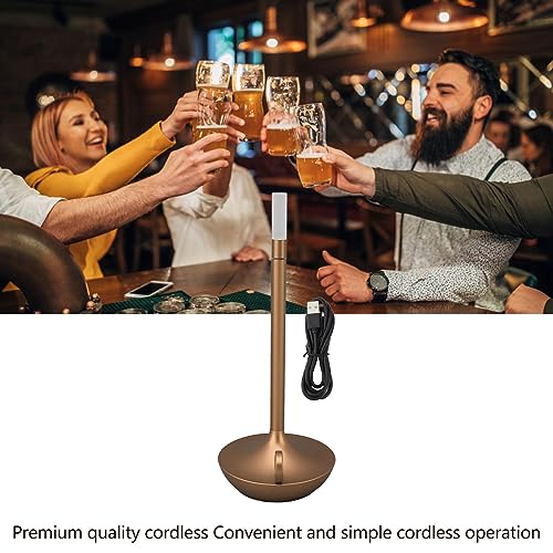 Cordless Table Lamp - Innovative Candle Shape, Rechargeable LED Desk Lamp with 3 Levels Brightness, Stylish Appearance for Home Decor (Gold)