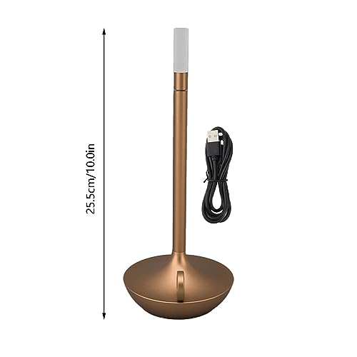 Cordless Table Lamp - Innovative Candle Shape, Rechargeable LED Desk Lamp with 3 Levels Brightness, Stylish Appearance for Home Decor (Gold)