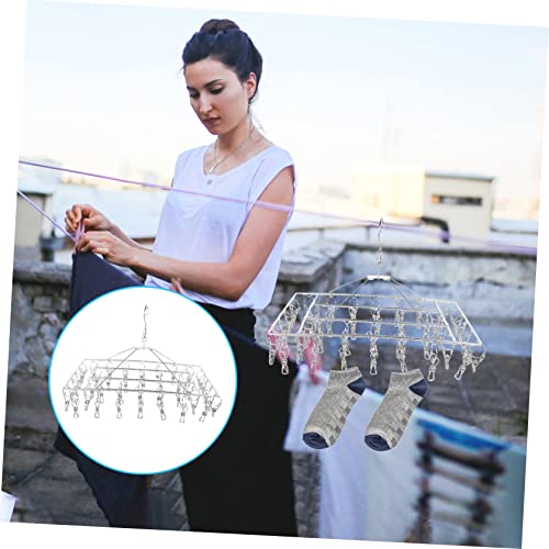 HOMSFOU 2 Pcs Drying Rack Hanging Clothes Drying Rack Baby Coat Hangers Under Outfit Bra Towels Drying Hanger Rack Bras Drying Clip Laundry Drying Rack Windproof Clips Sock Hanger Travel