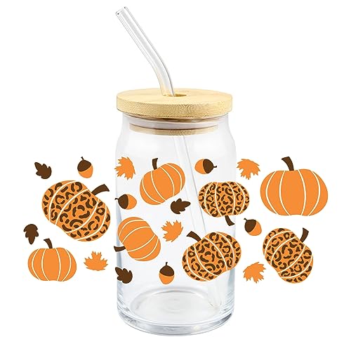 10 Sheets Halloween UV DTF Transfer Sticker 3D Cups Wraps Stickers for 16oz Libbey Glass Mug Waterproof Rub on Transfers Decal for Crafts