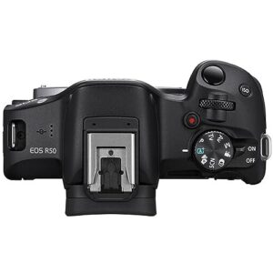 Canon EOS R50 Mirrorless Camera (Body Only) + 2pc 64GB Memory Cards + Tripod + Case & More