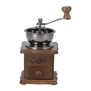 moumouten manual coffee grinder, portable adjustable hand pull out coffee bean bean grinder burr mill, retro style wooden desk decoration