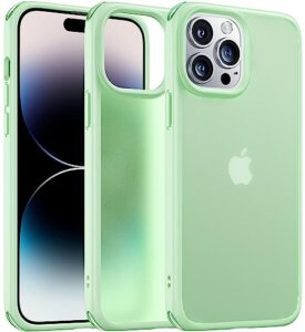 alphex 8 colors for iphone 14 pro case, 12ft military grade drop protection, silky & non-greasy feel, pocket friendly, thin slim phone cover for men women 6.1 inch - pastel green