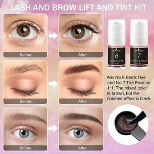 Lash Lift and Tint Kit, Lash Lift Kit with Tint Black, Easy to Use, Lash and Brow Lamination Kit, All in One Suitable for Salon and Home Use, Long Lasting 6-8 Weeks