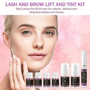 Lash Lift and Tint Kit, Lash Lift Kit with Tint Black, Easy to Use, Lash and Brow Lamination Kit, All in One Suitable for Salon and Home Use, Long Lasting 6-8 Weeks