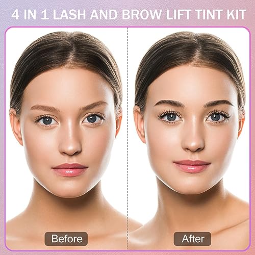 Lash Lift and Tint Kit, Lash Lift Kit with Tint Black, Easy to Use, Lash and Brow Lamination Kit, All in One Suitable for Salon and Home Use, Long Lasting 6-8 Weeks