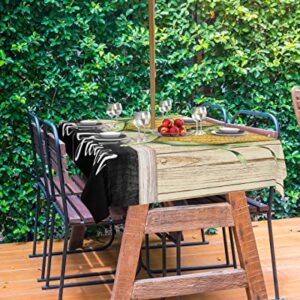 EZON-CH Outdoor Tablecloth with Umbrella Hole Zipper 60"x84", Farm Corn Rustic Wood Grain Rectangle Waterproof Table Cloth Table Covers for Dining, Garden, Courtyard, Patio, Camping, Picnic