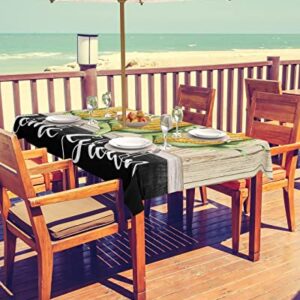 EZON-CH Outdoor Tablecloth with Umbrella Hole Zipper 60"x84", Farm Corn Rustic Wood Grain Rectangle Waterproof Table Cloth Table Covers for Dining, Garden, Courtyard, Patio, Camping, Picnic