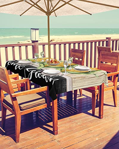 EZON-CH Outdoor Tablecloth with Umbrella Hole Zipper 60"x84", Farm Corn Rustic Wood Grain Rectangle Waterproof Table Cloth Table Covers for Dining, Garden, Courtyard, Patio, Camping, Picnic