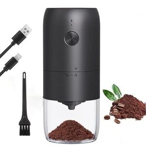 wasailife electric black coffee grinder with adjustable coarseness grind settings and usb charging with cleaning brush for easy cleaning, portable coffee bean grinder (black)