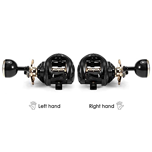 Baitcaster Reel,HUIOP Carbon Fiber Baitcasting Reel 9+1BB Fishing Reel High Speed 6.3: 1 Gear Ratio Magnetic Brake System Baitcaster Reel for Left Hand