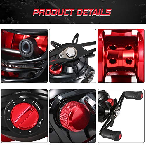 Baitcasting Reel,HUIOP Baitcasting Reel 18+1BB Ball Bearings Baitcasting Fishing Reel High Speed 7.2: 1 Gear Ratio Magnetic Brake System Baitcaster Reel