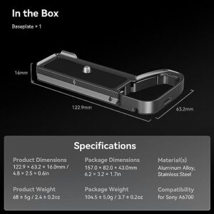 SmallRig Baseplate for Sony Alpha 6700, Bottom Mount Plate Built-in Quick Release Plate for Arca, Supporting Quick Switch Between Tripod and Stabilizer (DJI RS 2 / RSC 2 / RS 3 / RS 3 Pro) - 4338