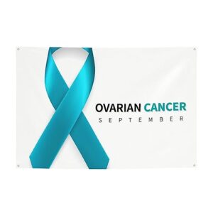 ovarian cancer awareness month in september we wear teal backdrop banner holiday decoration photo booth background tapestry decor supplies for party home office 47 * 71 inches