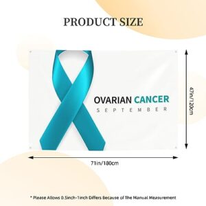 Ovarian Cancer Awareness Month in September We Wear Teal Backdrop Banner Holiday Decoration Photo Booth Background Tapestry Decor Supplies for Party Home Office 47 * 71 Inches