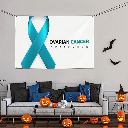 Ovarian Cancer Awareness Month in September We Wear Teal Backdrop Banner Holiday Decoration Photo Booth Background Tapestry Decor Supplies for Party Home Office 47 * 71 Inches