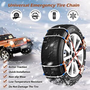 QIYISS Snow Chains, Tire Chains for SUV Car Trucks, 8pcs Universal Adjustable Emergency Traction Chains for 205-265mm Tires Pickup Trucks, Snow Slope Muddy Icy Ground Sandy Land Anti Skid Chains