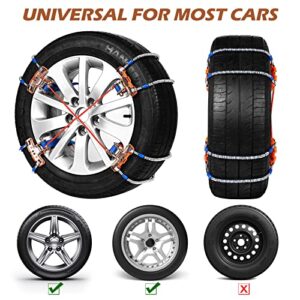 QIYISS Snow Chains, Tire Chains for SUV Car Trucks, 8pcs Universal Adjustable Emergency Traction Chains for 205-265mm Tires Pickup Trucks, Snow Slope Muddy Icy Ground Sandy Land Anti Skid Chains