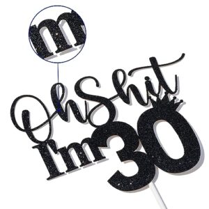 30th Birthday Cake Topper, Happy 30th Birthday Cake Decorations, 30 and Fabulous, Cheers to 30 Years, Funny 30th Birthday Party Decorations Black Glitter