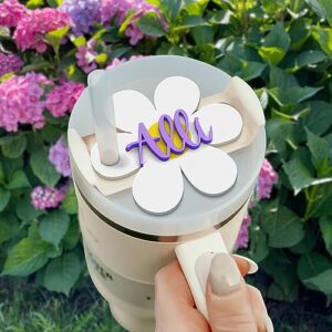 Personalized Stanley Tumbler Topper, Name Plate, Cup Name Tag, Flower Stanley Topper, Tumbler Name Plate, Custom Name Tumbler ID Tag, Stanley Straw Topper