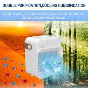 clleylise Portable Air Conditioner, Rechargeable Personal Air Cooler Quiet Desk Fan with 3 Speeds Small Air Condition Fan Mini Evaporative Cooler for Small Room Office Dorm and Outdoor