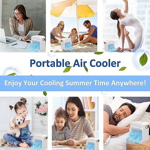 clleylise Portable Air Conditioner, Rechargeable Personal Air Cooler Quiet Desk Fan with 3 Speeds Small Air Condition Fan Mini Evaporative Cooler for Small Room Office Dorm and Outdoor