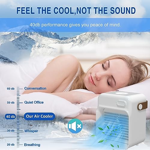 clleylise Portable Air Conditioner, Rechargeable Personal Air Cooler Quiet Desk Fan with 3 Speeds Small Air Condition Fan Mini Evaporative Cooler for Small Room Office Dorm and Outdoor