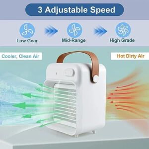 clleylise Portable Air Conditioner, Rechargeable Personal Air Cooler Quiet Desk Fan with 3 Speeds Small Air Condition Fan Mini Evaporative Cooler for Small Room Office Dorm and Outdoor