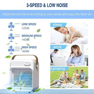 clleylise Portable Air Conditioner, Rechargeable Personal Air Cooler Quiet Desk Fan with 3 Speeds Small Air Condition Fan Mini Evaporative Cooler for Small Room Office Dorm and Outdoor