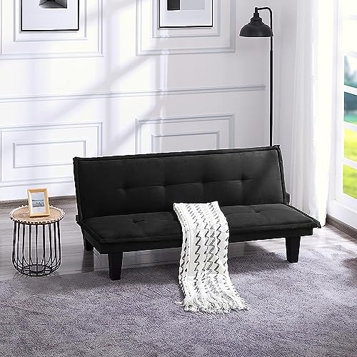 LCH Convertible Folding Sofa Bed, Futon Sofabed with 3 Adjustable Positions for Living Room, Home, 63.8” x29.9”x 28.3”, Black