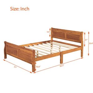 LCH Platform Bed,Full Size Wood Platform Bed with Headboard and Footboard for Bedroom and Guest Room,Platform Bed with Wooden Slat Support for Kids,Teens,Adults,Girls and Boys,Noise Free,Oak