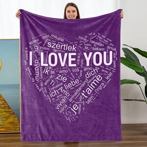 turmtf i love you blanket 100 languages love, throw blanket for couch bed, best gifts for her him, christmas day anniversary birthday gifts for women men