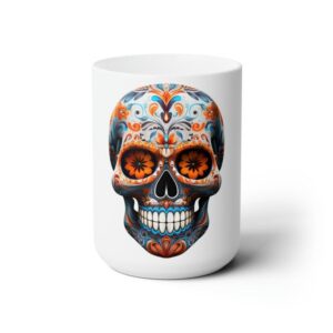 skull ceramic mug, skull mug, coffee mug, coffee cup, tea cup, tea mug, ceramic mug, halloween mug, halloween coffee mug (15oz)